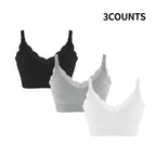 Wire-Free Seamless Nursing Bra with Delicate Scalloped Lace Trim