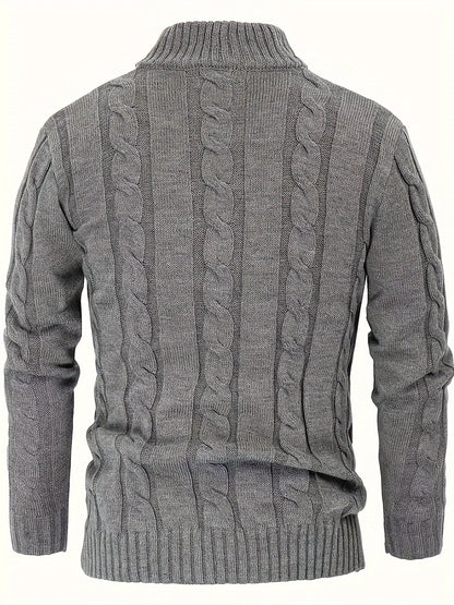 Men's Cable Knit Button Front Cardigan Sweater with Casual Relaxed Fit