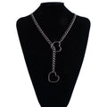 Heart Lariat Chain Necklace for Gothic Punk and Dark Feminine Fashion