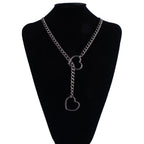 Heart Lariat Chain Necklace for Gothic Punk and Dark Feminine Fashion