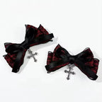 Gothic Plaid Bow Hair Clip Dark Romantic Alternative Statement Accessory