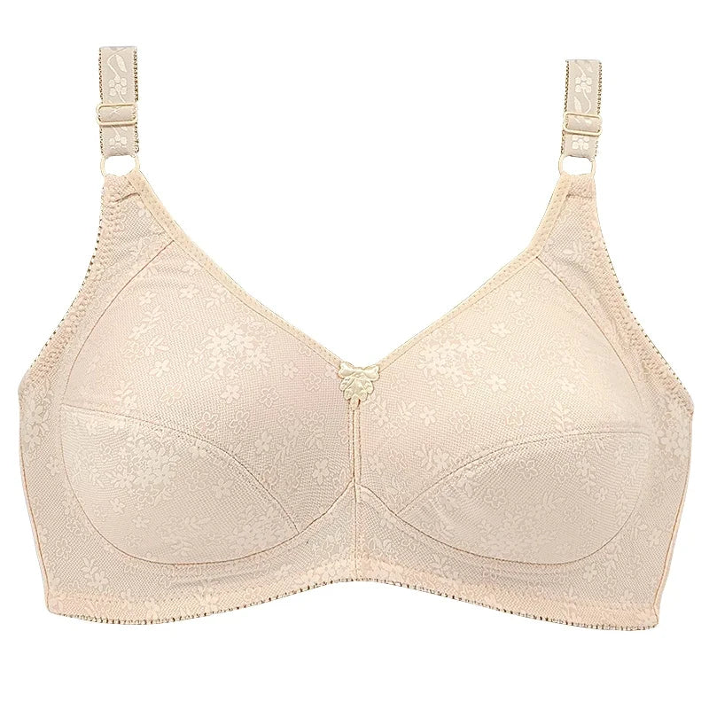 Full-Coverage Embossed Cup Bra with Smoothing Side Wings