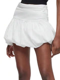 High Waist Bubble Mini Skirt with Pleated Volume Streetwear Silhouette