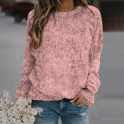 Women's Relaxed Fit Crew Neck Cozy Knit Everyday Sweater Pullover