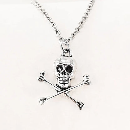 Skull and Crossbones Pendant Necklace for Gothic Grunge and Y2K Style
