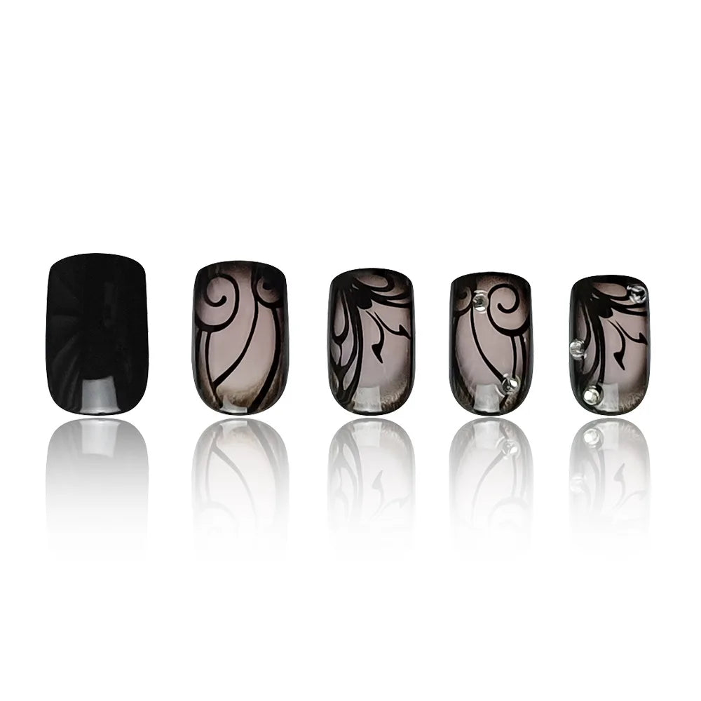 Gothic Abstract Swirl Press-On Nail Art Set