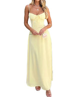 Minimal Strappy Maxi Dress With Soft Draping And Fluid Shape