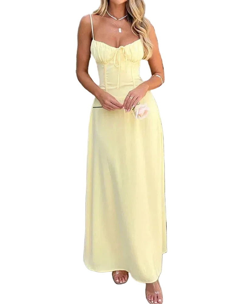 Minimal Strappy Maxi Dress With Soft Draping And Fluid Shape