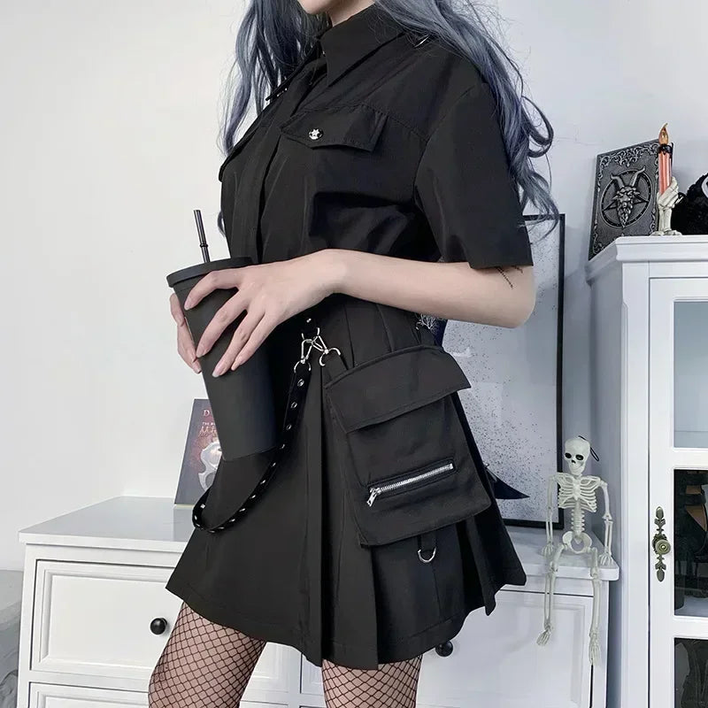 High Waist Utility Pocket Mini Skirt Punk Inspired Alternative Fashion Bottom