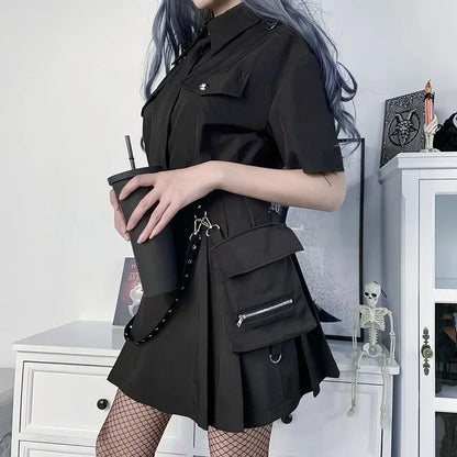 High Waist Utility Pocket Mini Skirt Punk Inspired Alternative Fashion Bottom