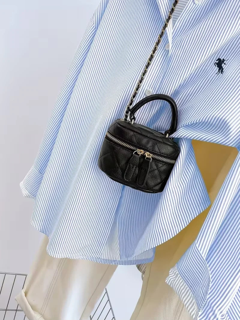 Classic Striped Button-Down Shirt with Subtle Chest Graphic and Relaxed Fit