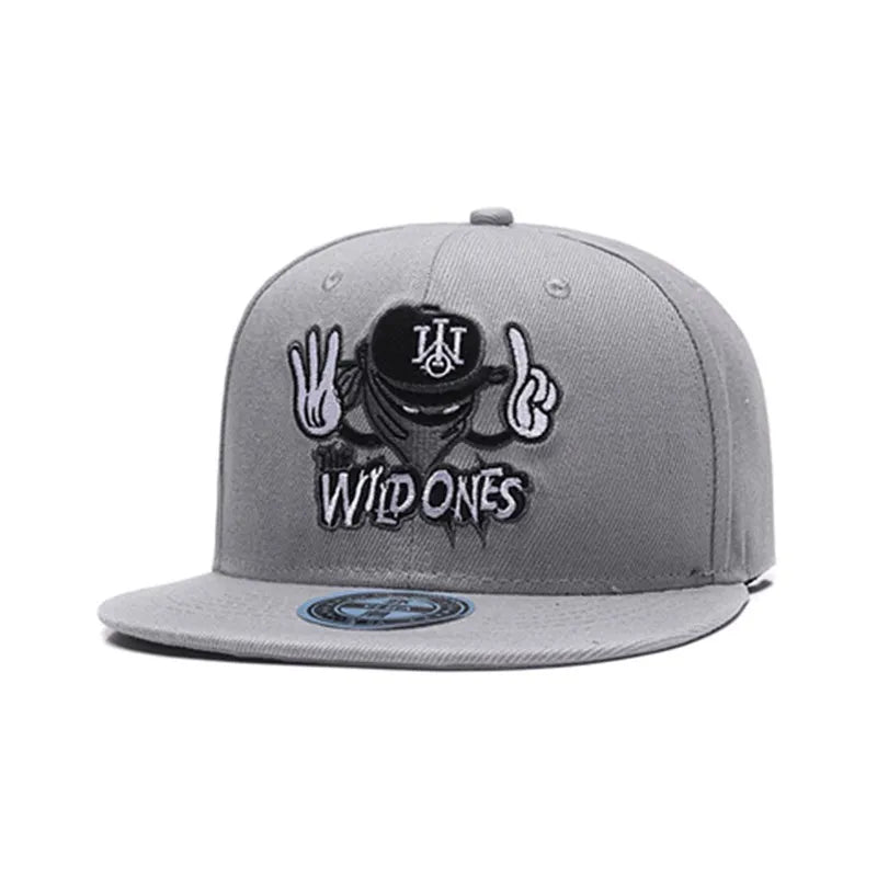 Embroidered Graphic Snapback Cap Adjustable Flat Brim Streetwear Baseball Fashion Hat