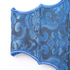 Royal Blue Jacquard Waist Cincher with Dramatic Scalloped Edges and Back Lace-Up