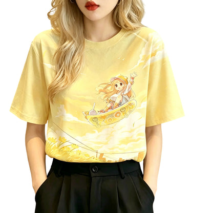 Sunset Adventure Anime Graphic Soft Cotton Kawaii Casual T-Shirt