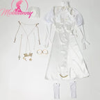 Women's Halter Cutout Dress Set with Veil, Chain Details and Coordinated Accessories