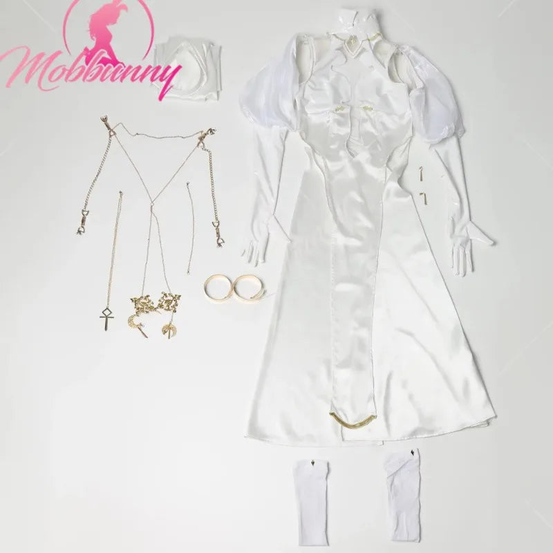 Women's Halter Cutout Dress Set with Veil, Chain Details and Coordinated Accessories