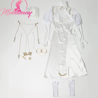 Women's Halter Cutout Dress Set with Veil, Chain Details and Coordinated Accessories