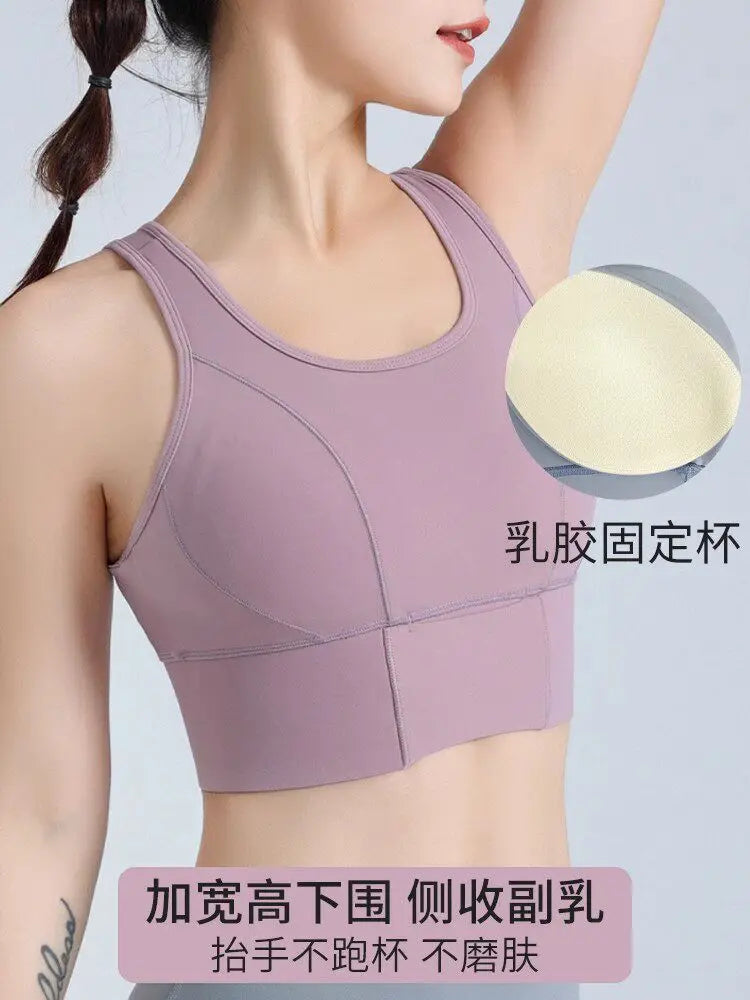 High-Support Plus-Size Sports Bra with Open Keyhole Back and Wide Band