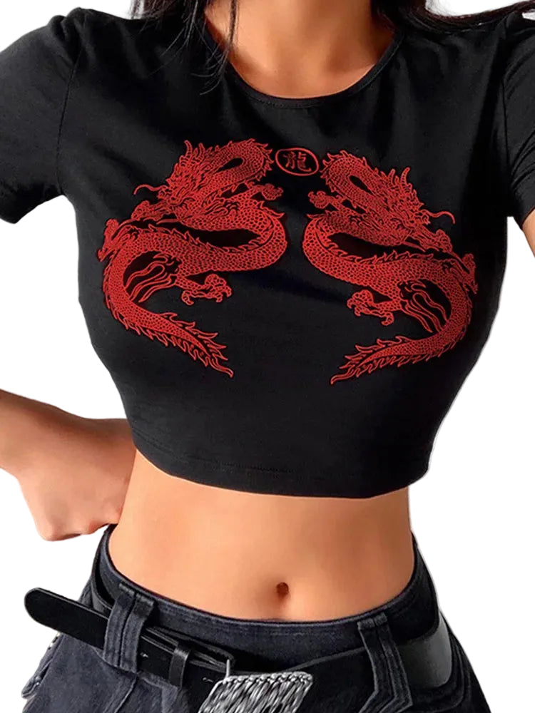 Women's Graphic Crop T-Shirt with Statement Artwork for Modern Streetwear Casual Everyday Style