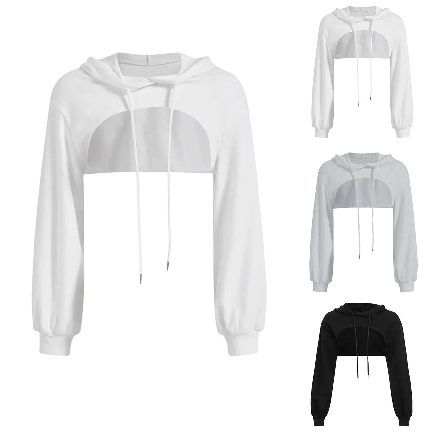 Women's Cropped Hooded Sweatshirt with Drop Shoulder Relaxed Fit for Modern Streetwear Fashion