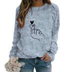 Women's Minimalist Embroidered Graphic Crew Neck Relaxed Knit Streetwear Sweater