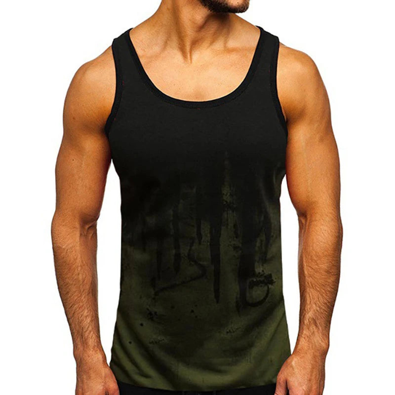 Dark Alternative Polyester Athletic Tank Top with Distressed Gothic Graphic Streetwear Design