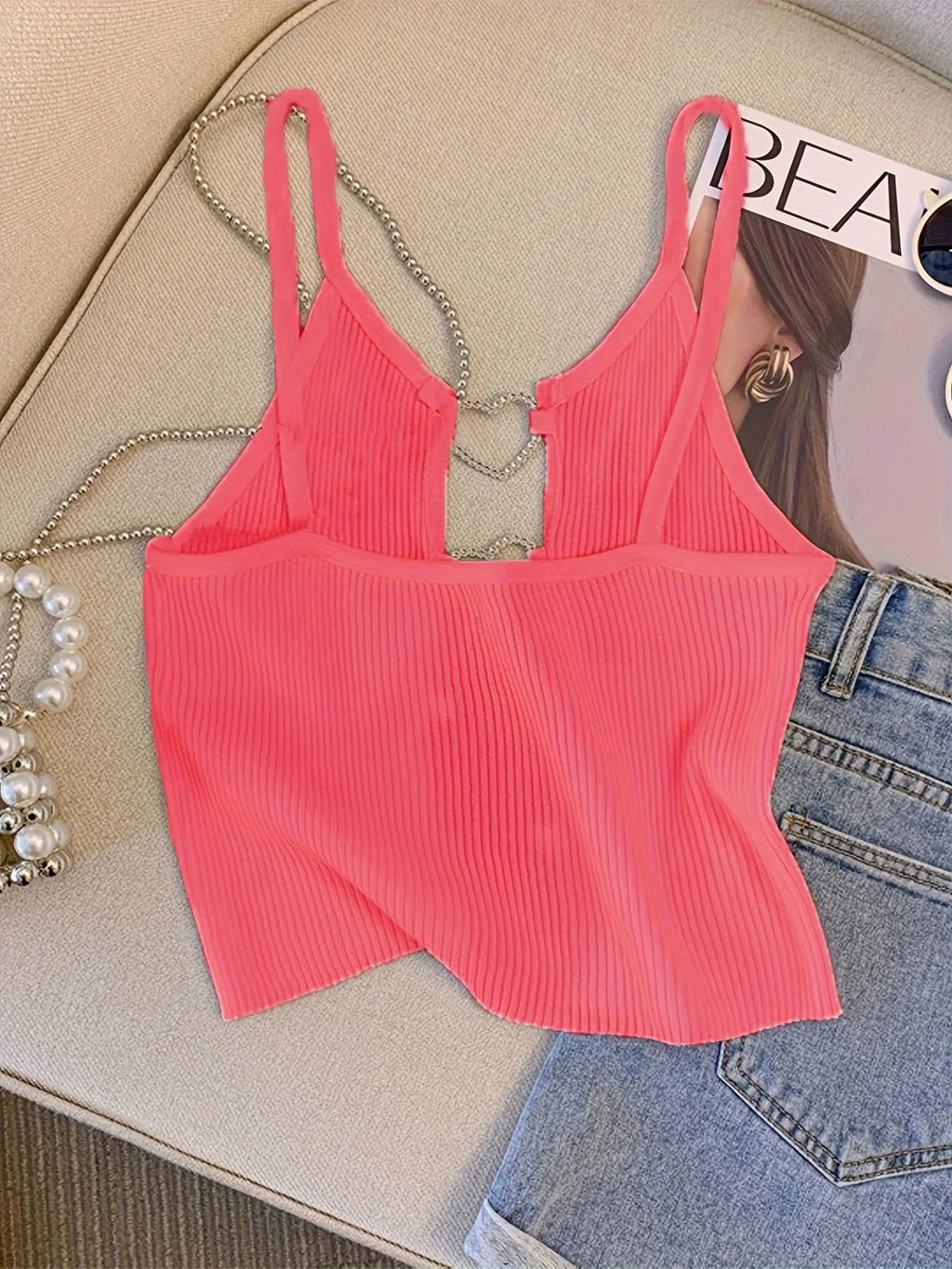 Ribbed Lace-Up Crop Top with Sleeveless Slim Fit Contemporary Streetwear Design