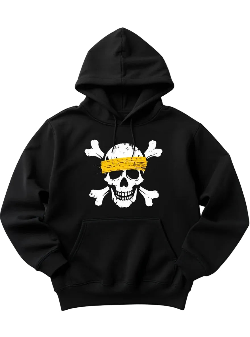 Anime Pirate Skull Hoodie with Retro Manga Streetwear Aesthetic