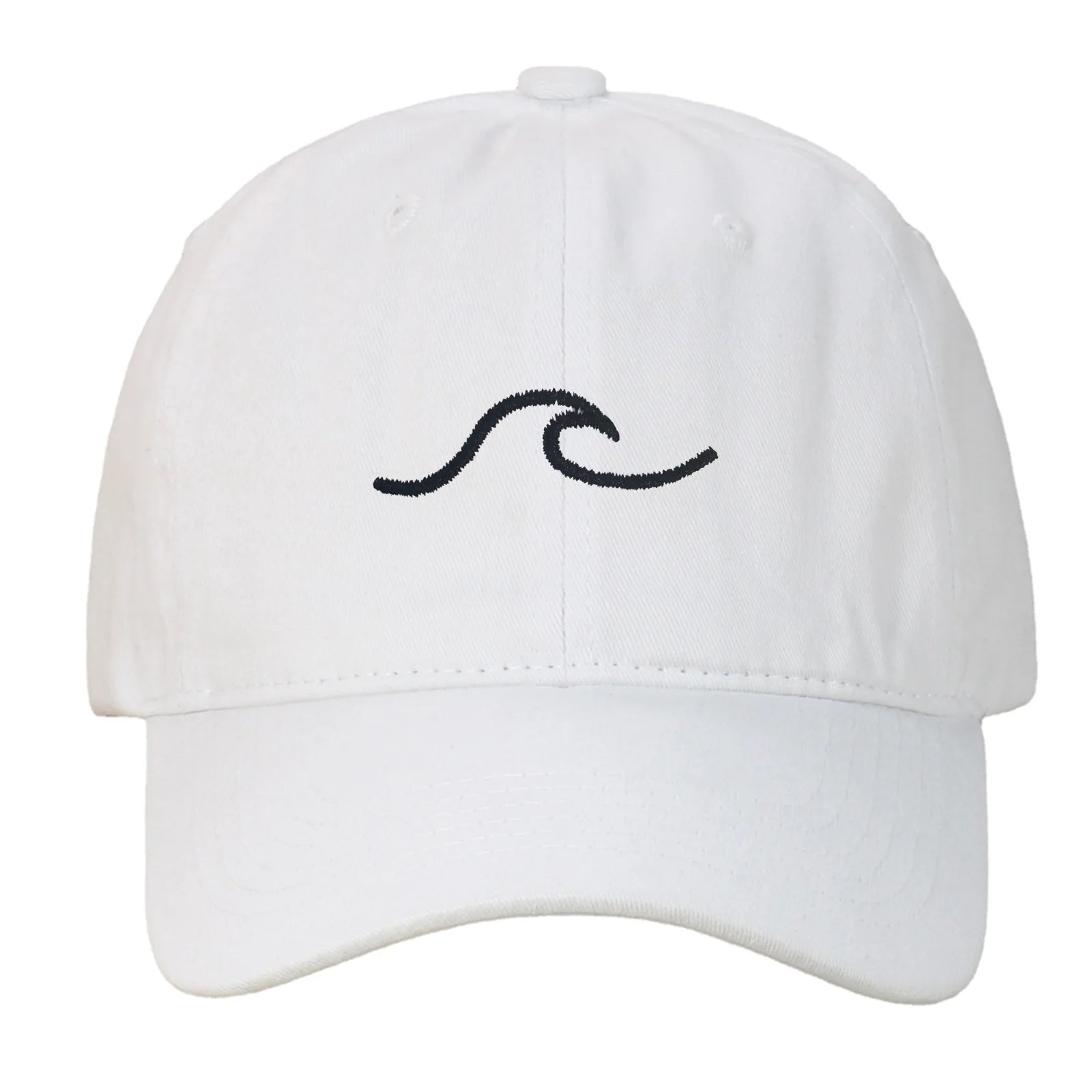Vintage Washed Curved Brim Baseball Cap with Minimal Wave Embroidery for Casual Streetwear Style
