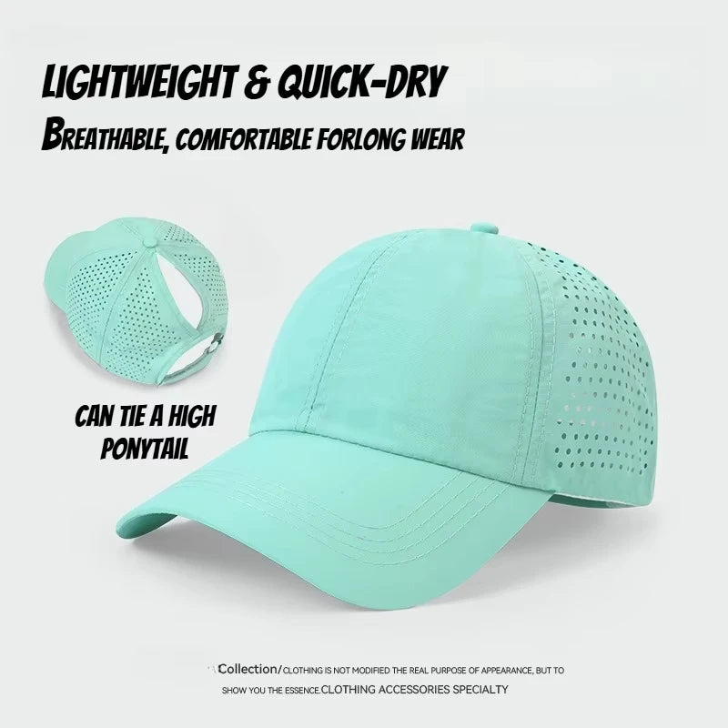 Washed Ponytail Baseball Cap Adjustable Curved Brim Casual Streetwear Outdoor Hat