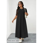 Short Sleeve Maxi T-Shirt Dress with Pockets and Relaxed Silhouette
