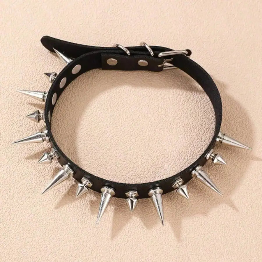 Spike Stud Choker Necklace for Punk Gothic Alternative Fashion Styling