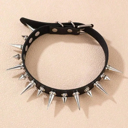 Spike Stud Choker Necklace for Punk Gothic Alternative Fashion Styling