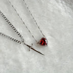 Heart and Sword Pendant Necklace Set With Romantic Alternative Charm