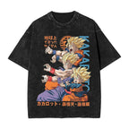 Retro Battle Anime Graphic Oversized Washed Streetwear Cotton Casual T-Shirt