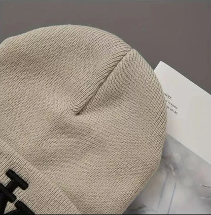 Embroidered Knit Polyester Wool Blend Beanie for Everyday Casual Streetwear Outdoor Winter Style
