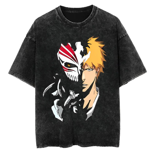 Dark Fantasy Anime-Inspired Manga Streetwear Oversized Washed Cotton T-Shirt
