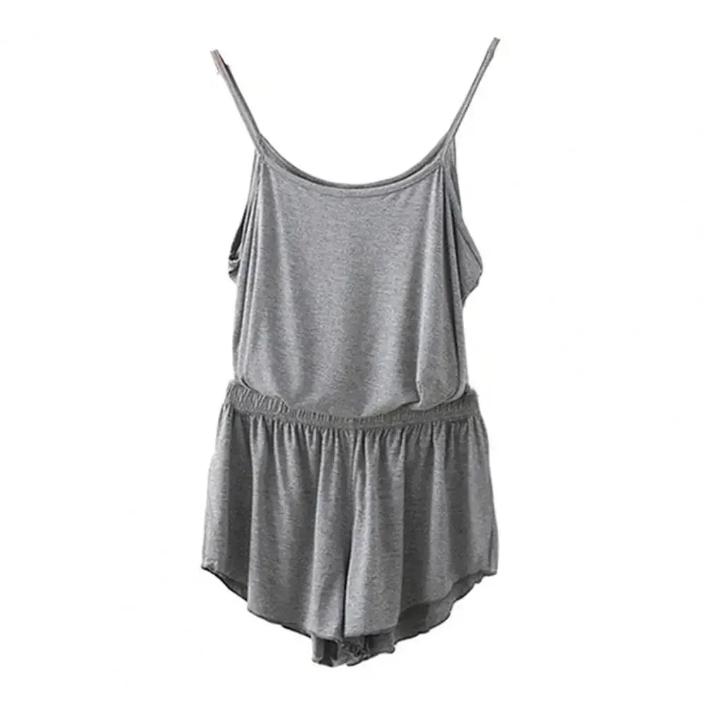 Women's Two-Piece Summer Pajama Set with Sleeveless Camisole Top and Matching Shorts, Solid-Color Lightweight Sleepwear Loungewear