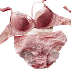 Rich Royal Blue Floral Lace Push-Up Bra and Scalloped Panty Set