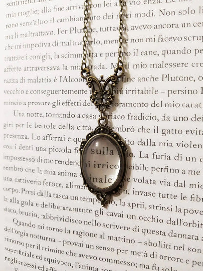 Vintage Ornate Mirror Pendant Necklace for Gothic Dark Academia Styling