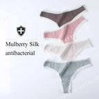 Women’s Delicate Lace Low-Rise Thong with Floral-Style Trim, Minimal G-String Silhouette and Solid Color Design