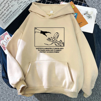 Minimalist Anime Aesthetic Hoodie With Manga Inspired Graphic Illustration Design