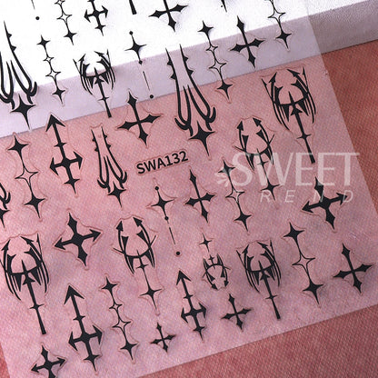 Gothic Cross Nail Art Stickers for Alternative Fashion Manicure Styling