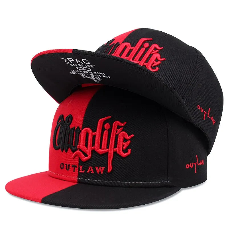 Embroidered Flat Brim Snapback Cap Adjustable Hip Hop Streetwear Baseball Hat