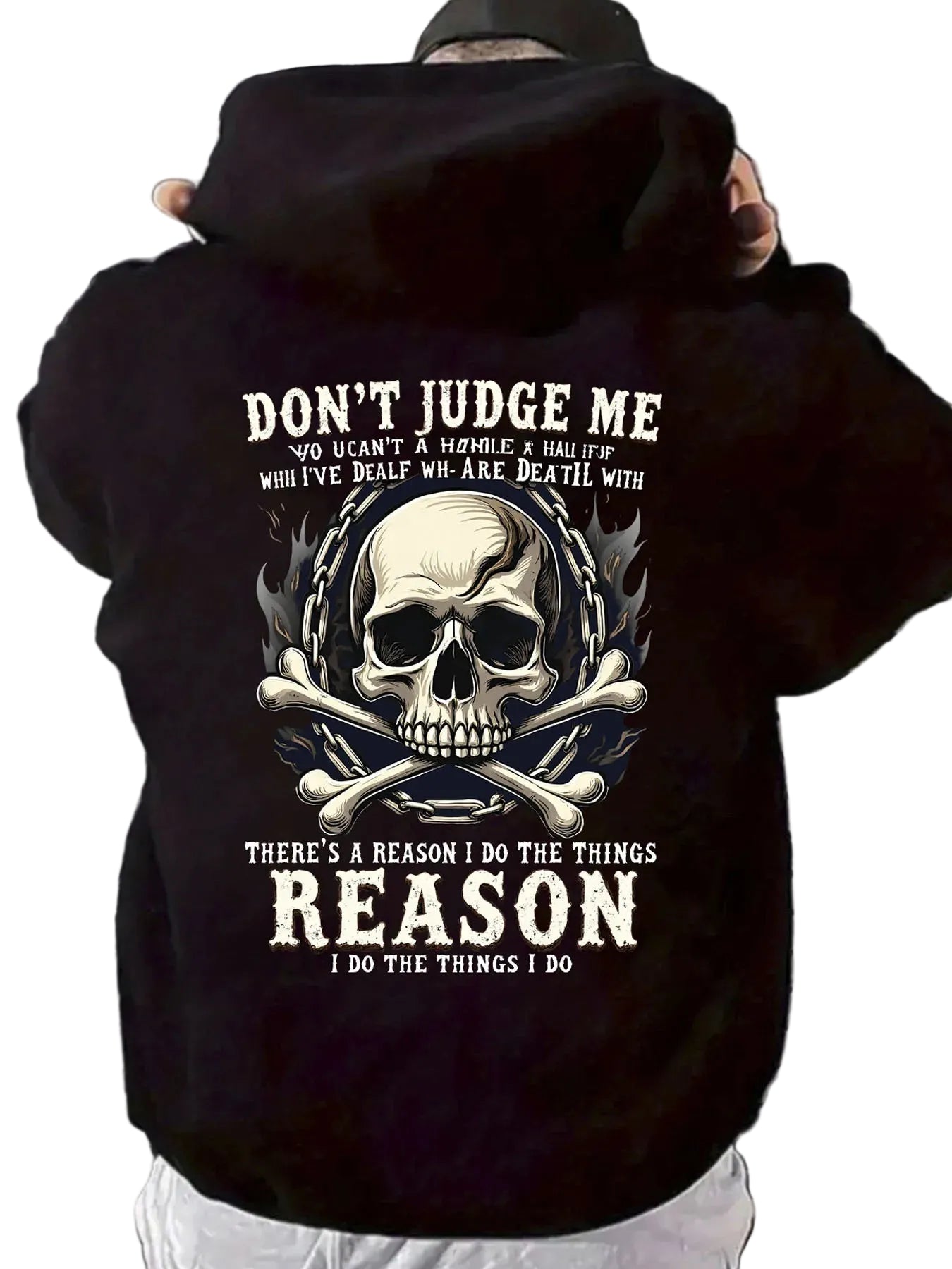 Vintage Skull Quote Hoodie with Anime Goth Streetwear Aesthetic