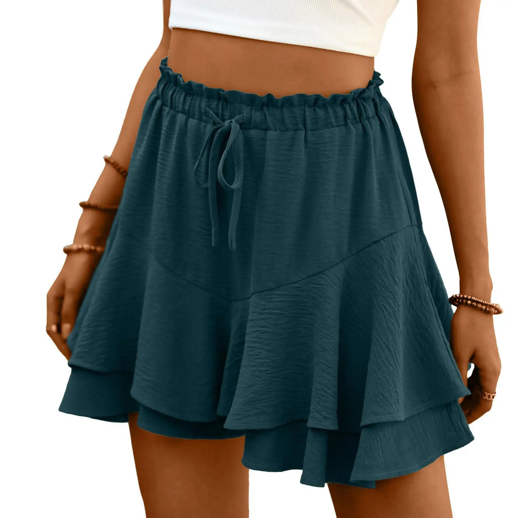 High Waist Flowy Tiered Skort with Ruffle Layers A-Line Silhouette