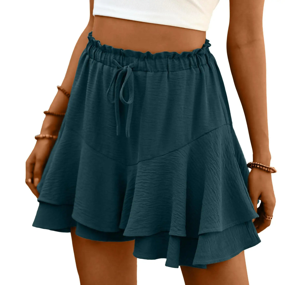 High Waist Flowy Tiered Skort with Ruffle Layers A-Line Silhouette