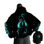 Dark Anime Cyber Streetwear Hoodie with Manga-Inspired Neon Character Artwork
