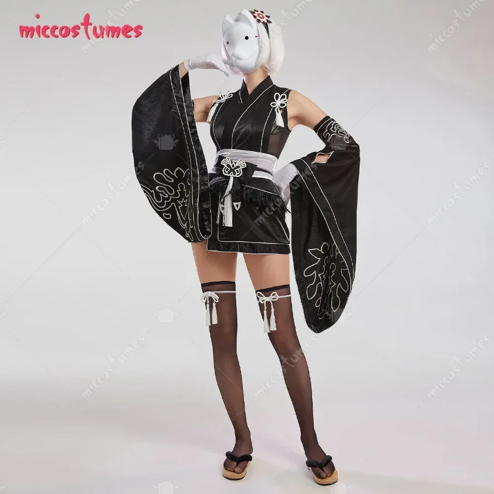 Women's Layered Kimono-Inspired Costume Set with Detached Sleeves, Headband and Matching Accessories