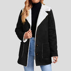 Women's Faux Suede Fleece Lined Hooded Jacket Relaxed Winter Streetwear Outerwear Coat